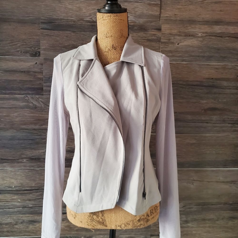 Trac Botique Jacket Multi Style Zip Up Silver Mesh Long Sleeves